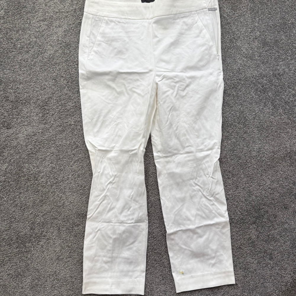 J.Crew Re-Imagined White Side Zip Straight Leg Trousers Pants AG172 Size 12